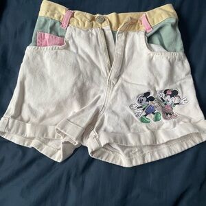 Disney Mickey & Minnie Beige Pastel-Trim Denim Shorts